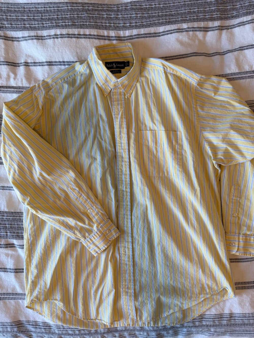 Polo by Ralph Lauren Yellow and White Striped Button-Down Shirt